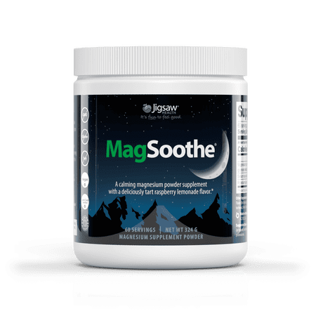 Jigsaw Health MagSoothe | Calming Magnesium Glycinate Powder for Sleep & Muscle Support, Tart Raspberry Lemonade Flavor, 60 Servings (Jar)