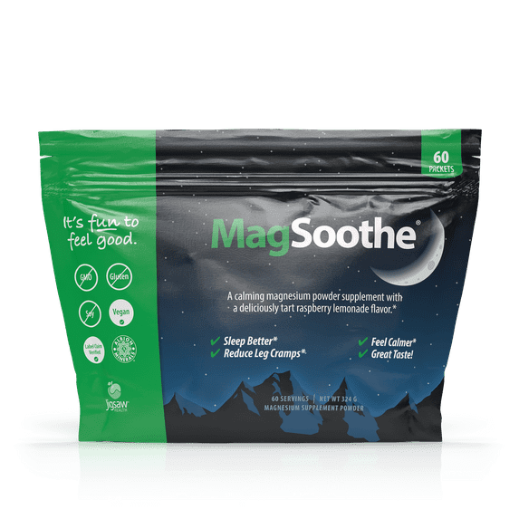Jigsaw Health MagSoothe - Tart Raspberry Lemonade Magnesium Powder - 60 servings (Packets)