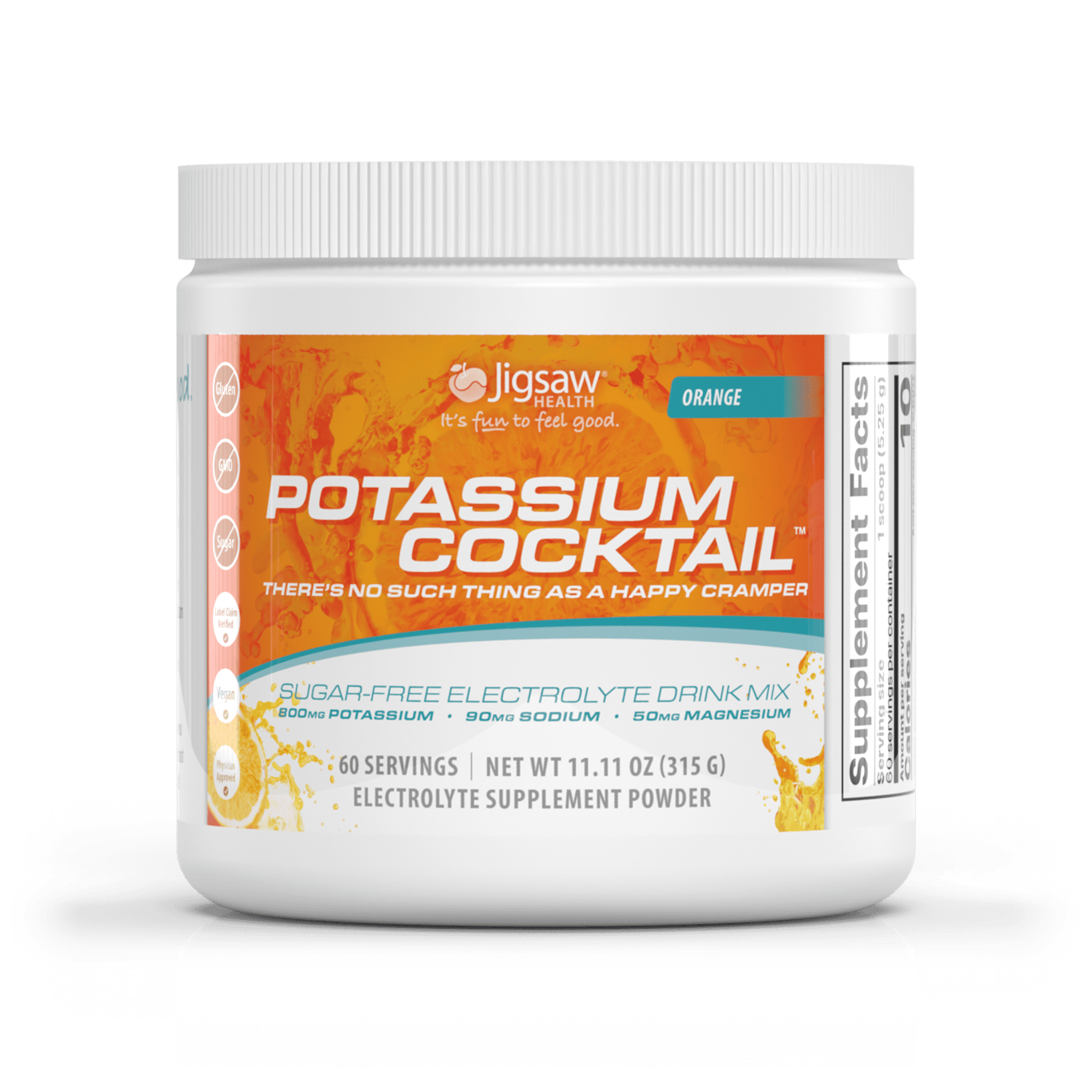 Jigsaw Health Potassium Cocktail, Orange Electrolyte Drink, 10.58 oz (300 g)