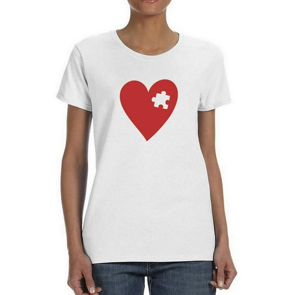 Jigsaw Heart Piece Petparent Shaped T-Shirt Women -Smartprints Designs, Female Medium