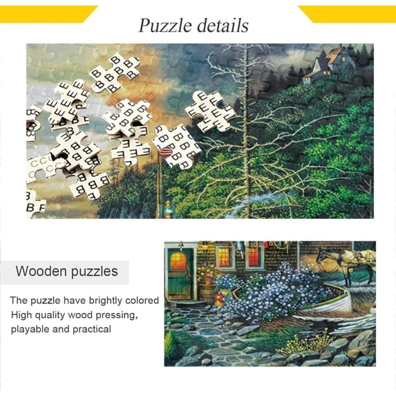 Jigsaw Puzzle 1000 Piece Arte Vita Fairytale Village Wooden Puzzle , Intellectual Entertainment Educational Puzzles Fun Family Game Creative Gift for Friends Parents Grandparents