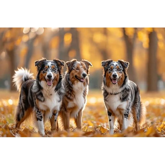 Jigsaw Puzzle 1000 Pieces for Adults,Australian Shepherds in Autumn Park Jigsaw Puzzle,Dogs in Forest Animal Jigsaw, Game Toys Gift Home Decoration Puzzle Dog Lovers Gift