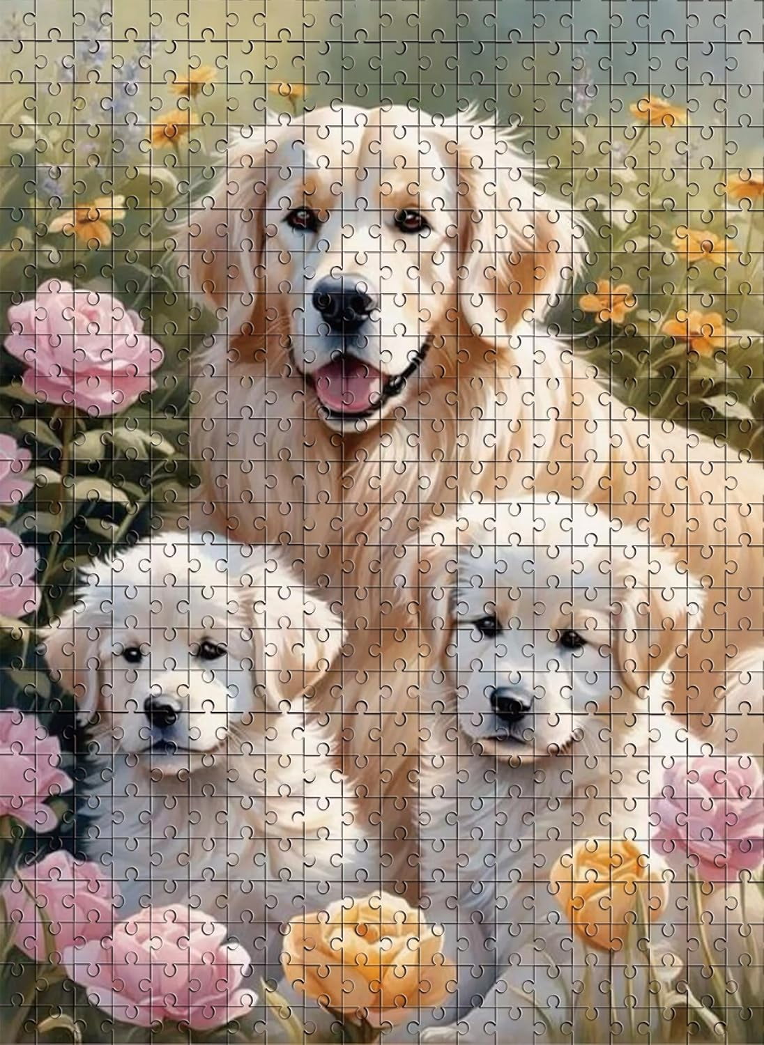 Jigsaw Puzzle 1000 Pieces for Adults Golden Retrievers in The Garden ...