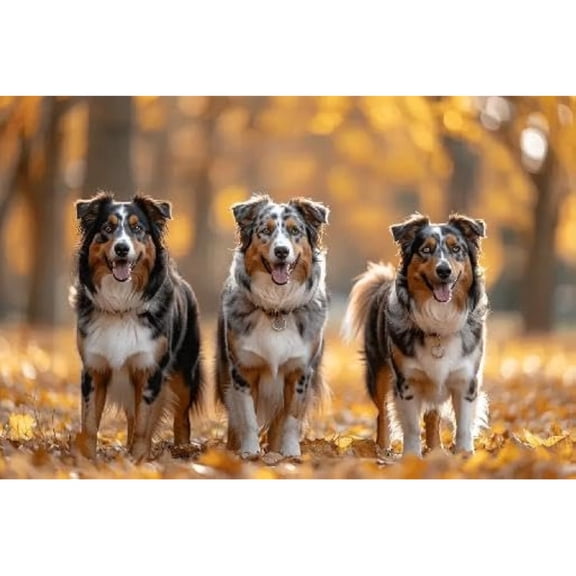 Jigsaw Puzzle 300 Pieces for Adults,Australian Shepherds in Autumn Park Jigsaw Puzzle,Dogs in Forest Animal Jigsaw, Game Toys Gift Home Decoration Puzzle Dog Lovers Gift