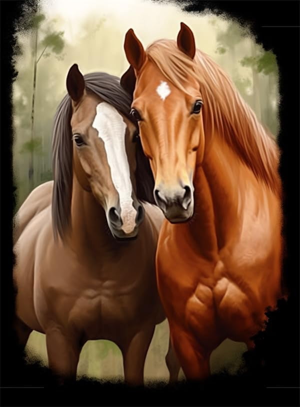 Jigsaw Puzzle 50 Pieces For Adults Farm Brown And Black Horse Hug Educational Game Toys Family Decoration Funny Wall Art Gift Puzzles