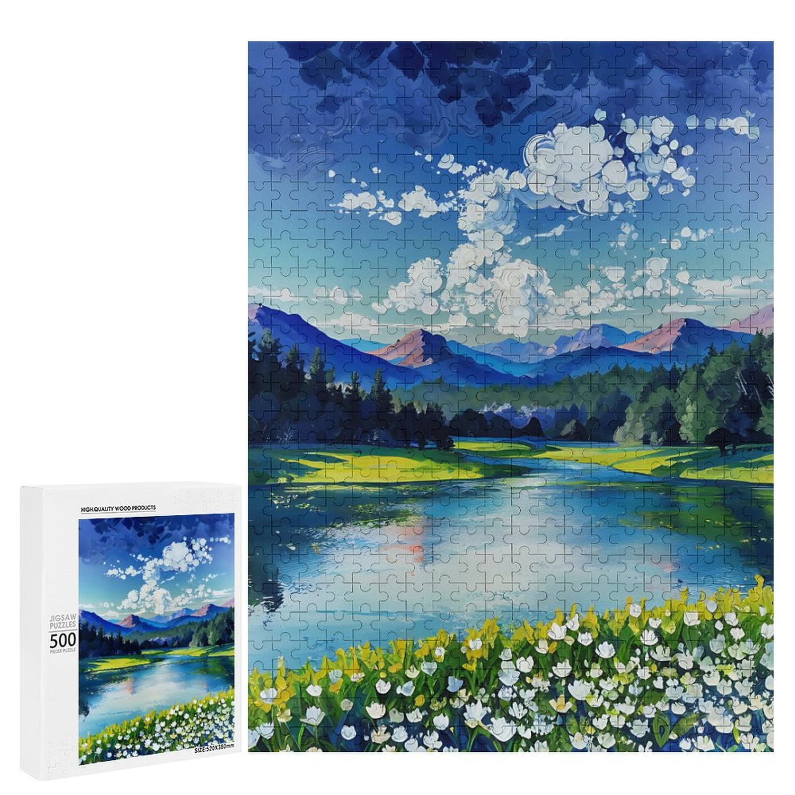 Jigsaw Puzzle 500 Piece Spring White Mountain Landscape Interactive Highdefinition For Teens