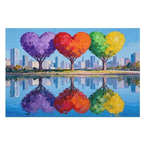 Jigsaw Puzzle 500 Pieces for Adults, 20.5x15 Inches Large, Tree of Love Theme, Challenging Nature Seasons Puzzle, Large Pieces, Relaxing Home Decor, Fun Family Game Night Gift for Seniors