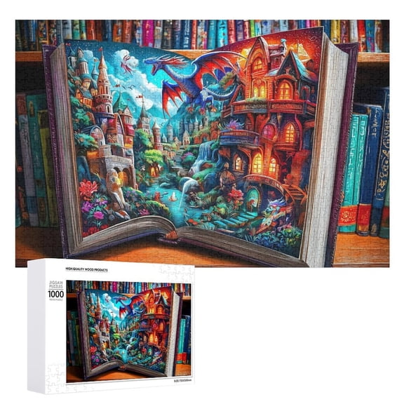Jigsaw Puzzle 500 Pieces for Adults, Magical Storybook Fantasy World Landscape, with Letters on Back, Hard Impossible Challenging Family Puzzle, 20.5"X15"