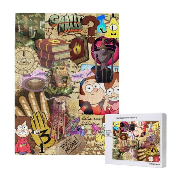 Jigsaw Puzzle 500 Pieces, Gravity Falls Wooden Puzzle Picture Decorations Toys for Teens Adults
