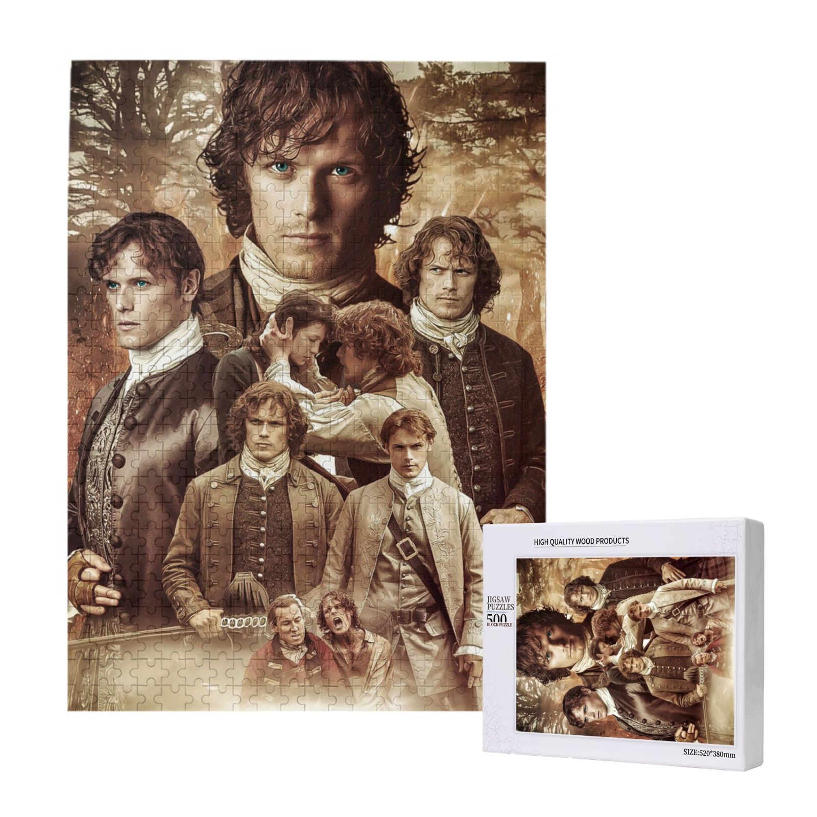 Jigsaw Puzzle 500 Pieces, Sam Heughan Jamie Fraser Wooden Puzzle ...