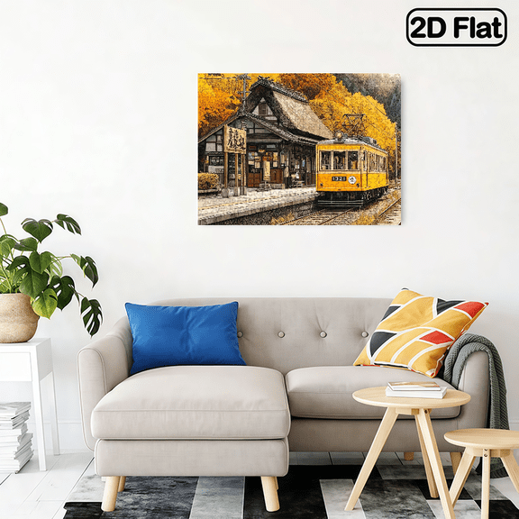 A Jigsaw Puzzle with 500pcs for Adults, Featuring a Train And a Maple Forest, Includes Letters, Is Large in Size, Suitable for Home Decoration, 20.4*14.9 in.