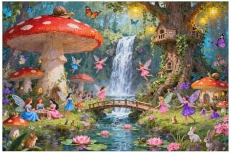 Jigsaw Puzzle for Adults, 1000 Pieces Fairyland Mushroom House Puzzle ...