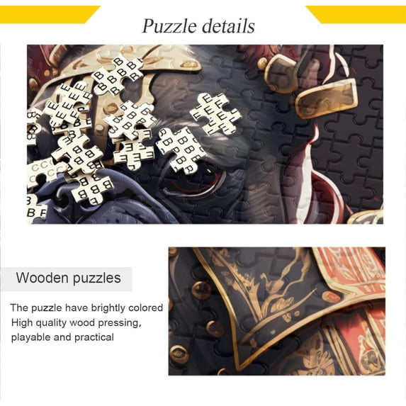 Jigsaw Puzzle (Dog Samurai), Paper Wood Composite Material Zigsaw with Storage Bag and Reference Picture Easy to Solve Family Game Creative Gift for Friends Parents Grandparents, 1000 Pieces