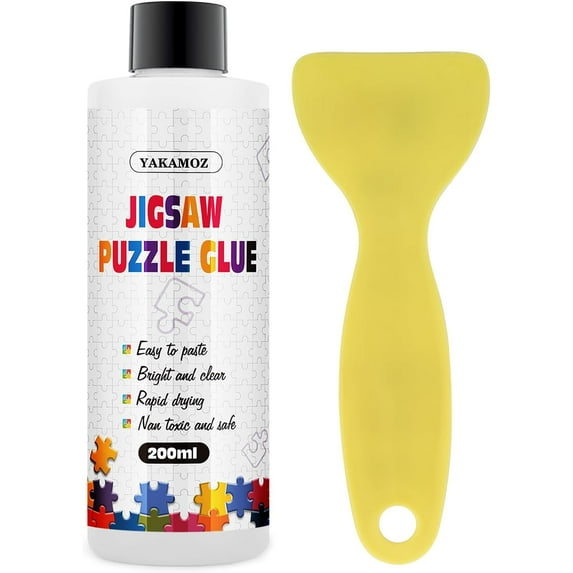 Jigsaw Puzzle Glue with Applicator for Adults Clear Water-Soluble Glue, Non-Toxic and Quick Dry for 3000/4500/5000 Pieces of Puzzle,200ML