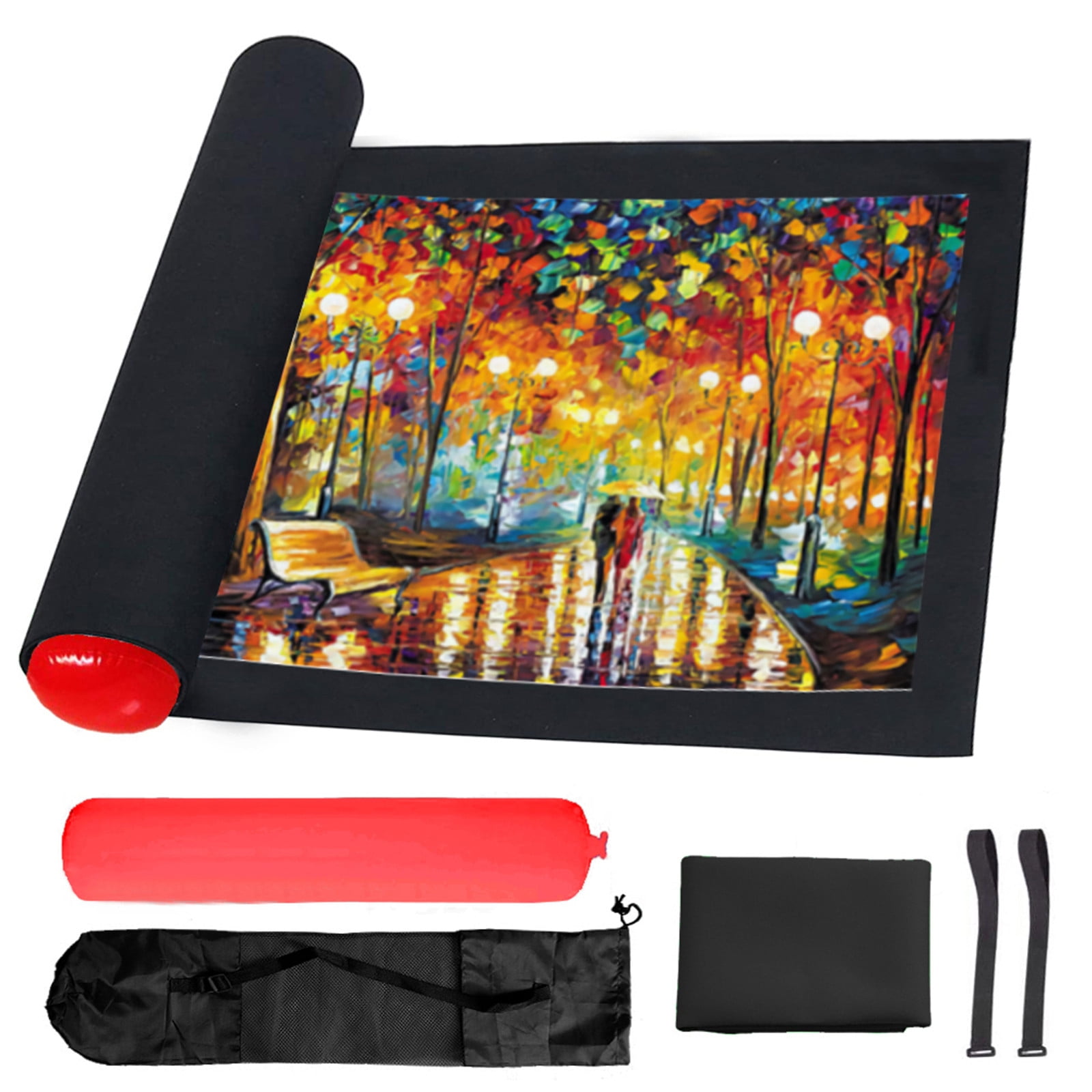 Jigsaw Puzzle Roll Up Mat Puzzle Saver Black Felt Mat with Storage Bag