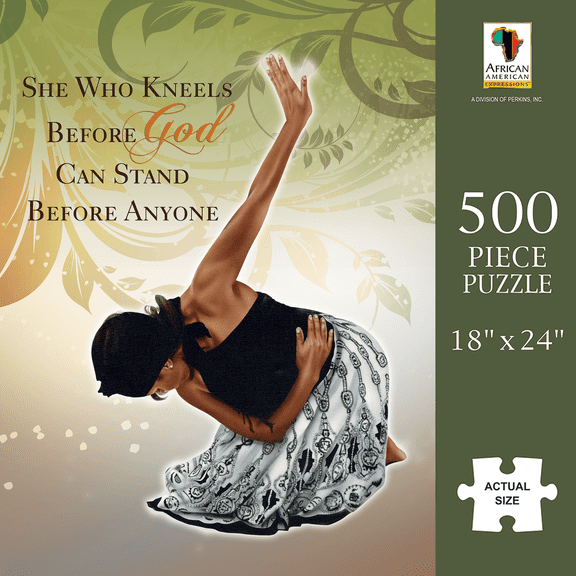 African American Expressions 500-Piece Jigsaw Puzzle Inspirational Black Art, Best for Relaxation and Reflection (She Who Kneels)