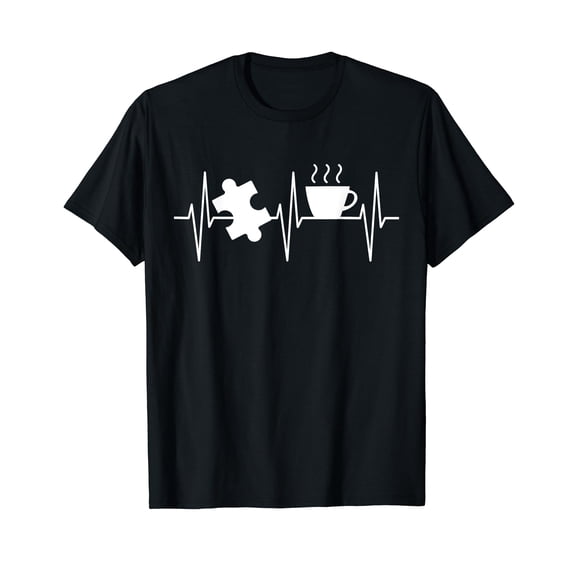 Jigsaw Puzzle Shirt Coffee Lover Heartbeat Funny Puzzle T-Shirt