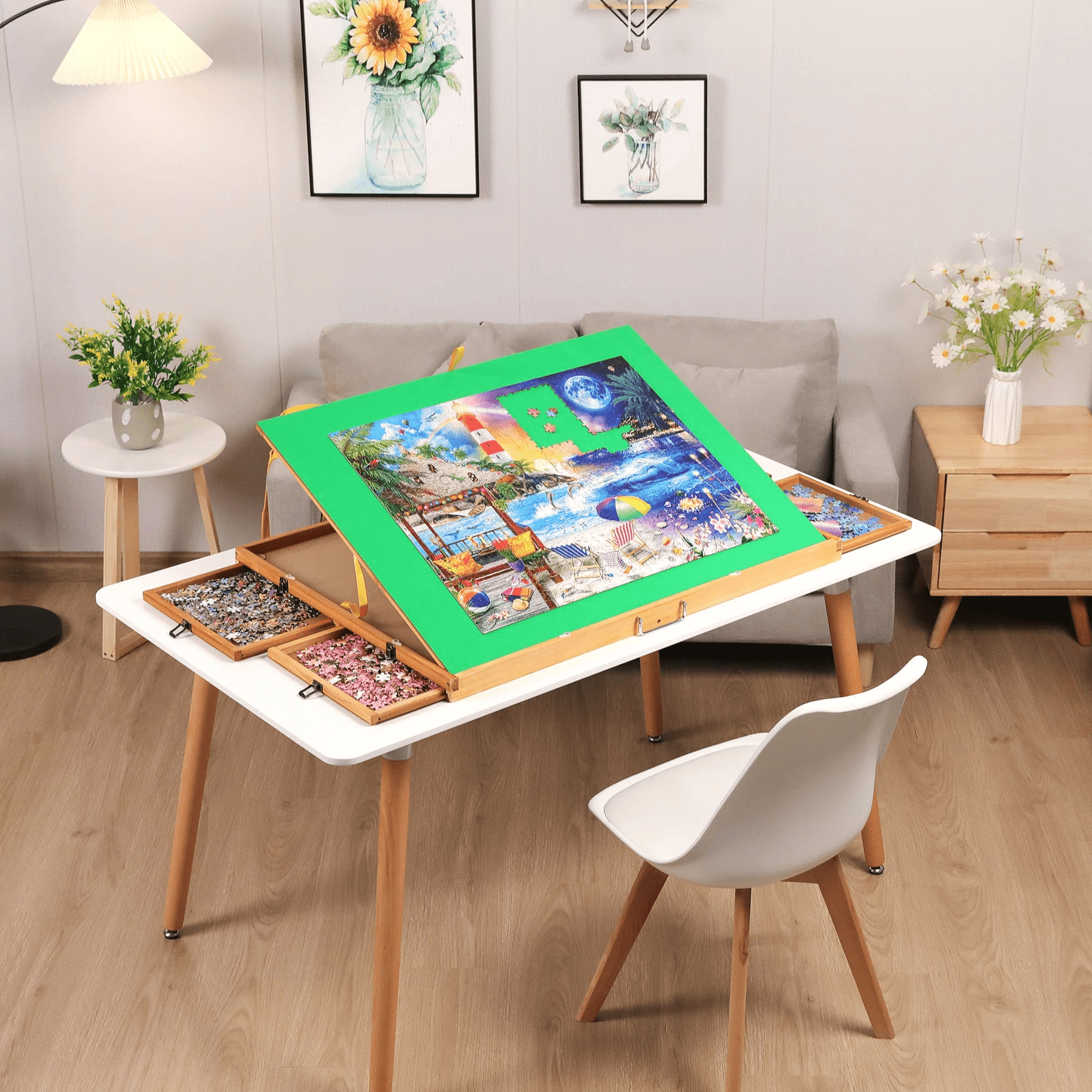 1500 Piece Folding Puzzle Table with Sliding Drawers & Tilting Board