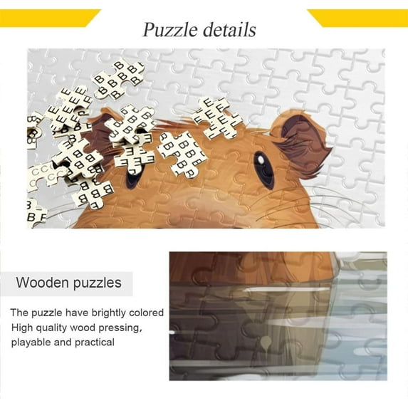 Jigsaw Puzzle Watercolor Cute Capybara 1000 Pieces, Zigsaw with Alphabet Partition Storage Bag Easy to Solve, Fun Family Game Creative Gift for Friends Parents Grandparents