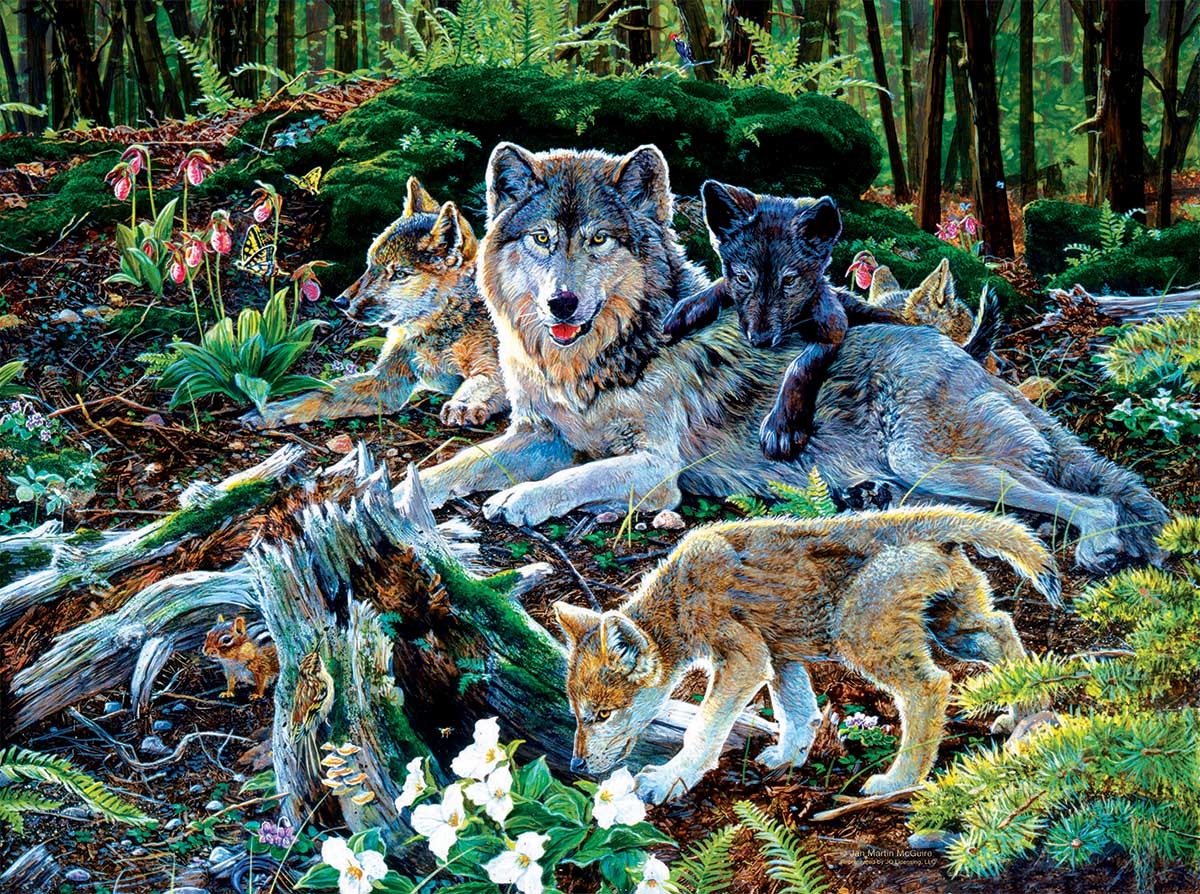 Jigsaw Puzzle for Adults 1000 Piece Forest Wolf Family Wooden Puzzles ...