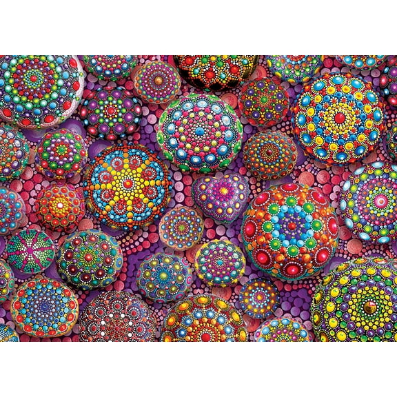 Jigsaw Puzzle for Adults 1000 Piece Meditative Mandala Stones Wooden Puzzles 29.5 X 19.6 inches/75 x 50 cm