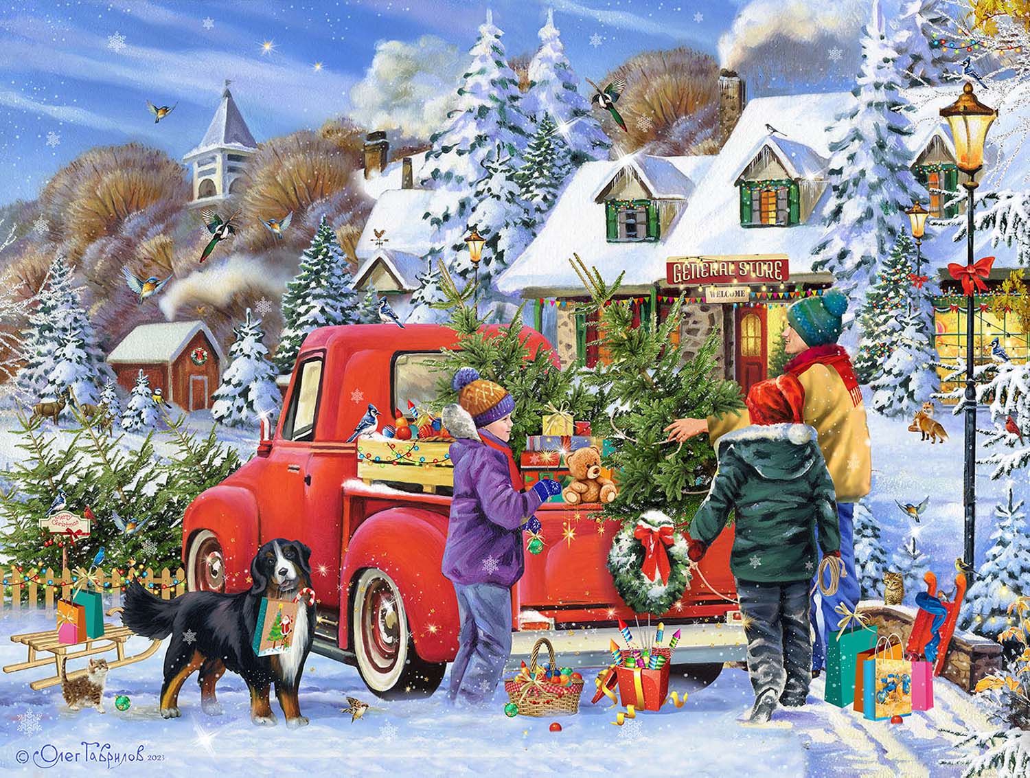 PigBangbang 1000 Piece Wooden Jigsaw Puzzle - Colorful Cartoon Squirrel Photomosaic, 29.5" X 19.6", Basswood