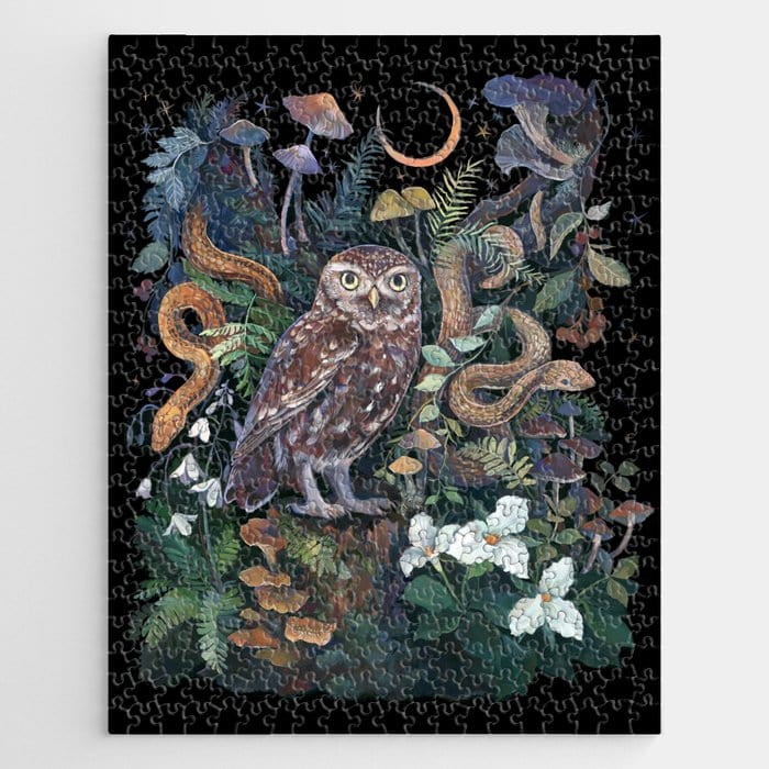 Jigsaw Puzzle for Adults - 300 Piece - Owl And Snakes Mushroom Forest ...