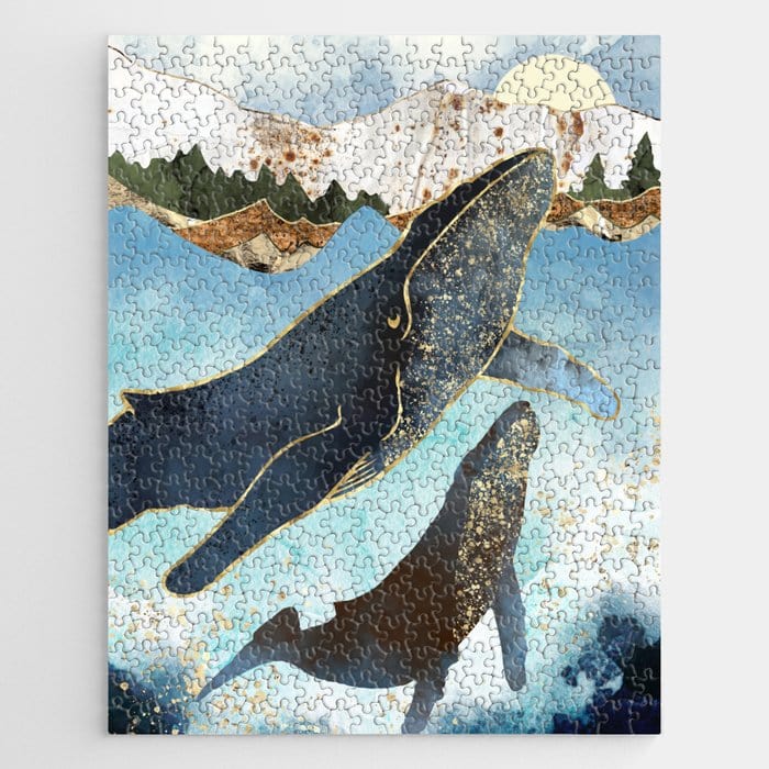 Jigsaw Puzzle for Adults - 500 Piece - Whales And Mountain Jigsaw ...