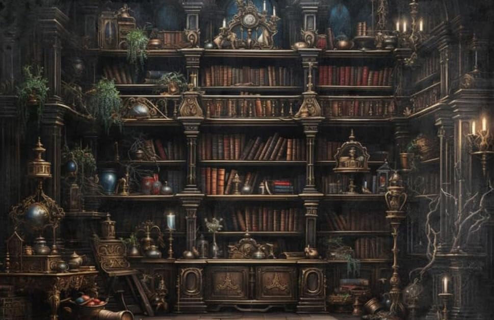 Jigsaw Puzzle for Adults, Ancient Books Bookshelf Dark Old Challenging