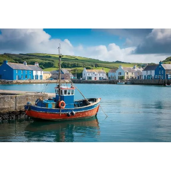 Jigsaw Puzzle for Adults, Fishing Boat Seaside Harbour Town Challenging Educational Fun Family Activities Games Toys Gifts Wooden Puzzles 500 Pieces