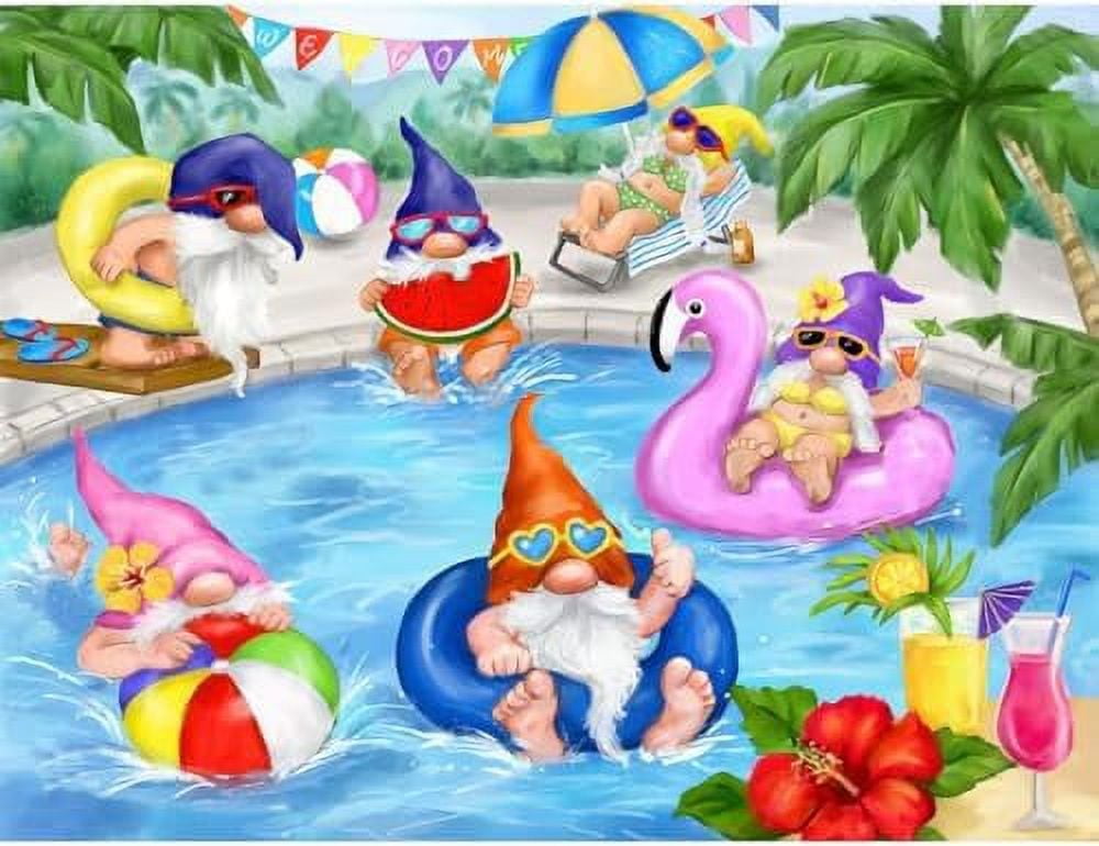 1000-Piece Jigsaw Puzzle - Funny Gnomes Reading Newspaper, Bathroom Art, Challenging Adult Puzzle