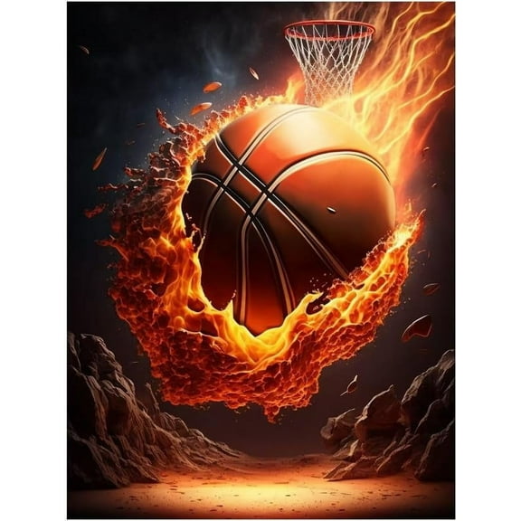 Jigsaw Puzzle for Adults, Slam Dunk Flame Basketball Challenging Educational Fun Family Activities Toys Creative Gifts Wooden Puzzles 1000 Piece