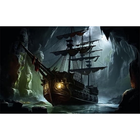Jigsaw Puzzles 100 Pieces For Adults Cave Pirate Ship Sailboat Formation Wooden Great Gift For Educational Intellectual Decompressing Funny Wall Art