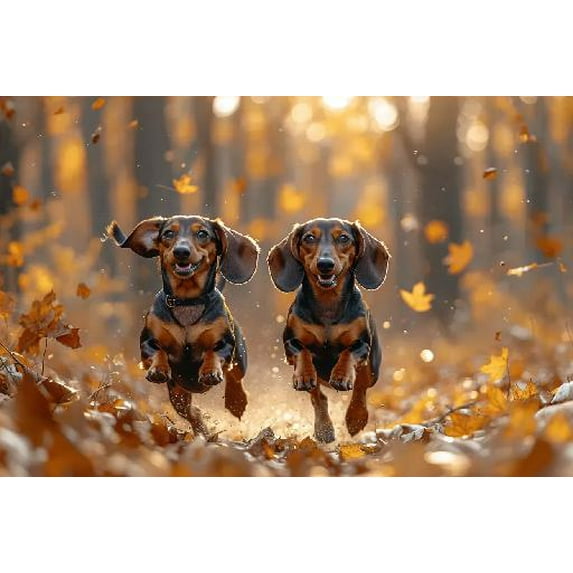 Jigsaw Puzzles 1000 Piece for Adults - Dogs in Forest - Dachshund Dogs in Autumn Park Fun Puzzle Educational Family Game Toys Adults Home Decoration Colorful Puzzle Gifts
