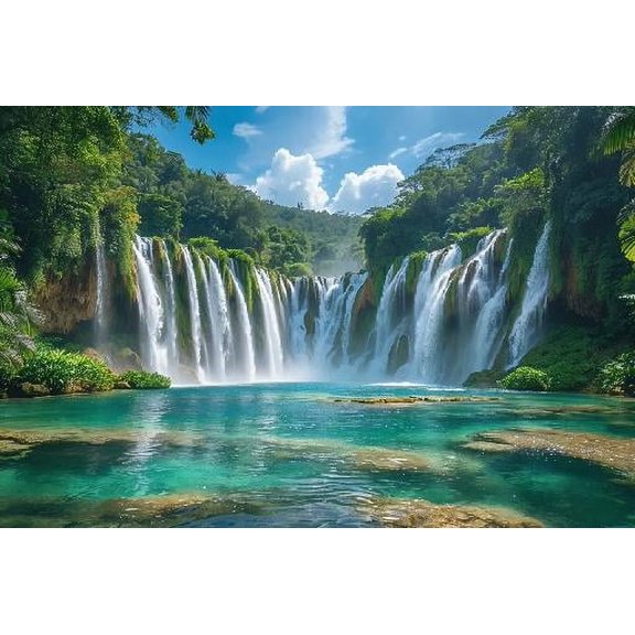 Jigsaw Puzzles 1000 Piece for Adults - Dunn's River Falls in Jamaica Wooden Puzzle for Home Decor DIY Entertainment Games Family Educational Games Toys Gifts
