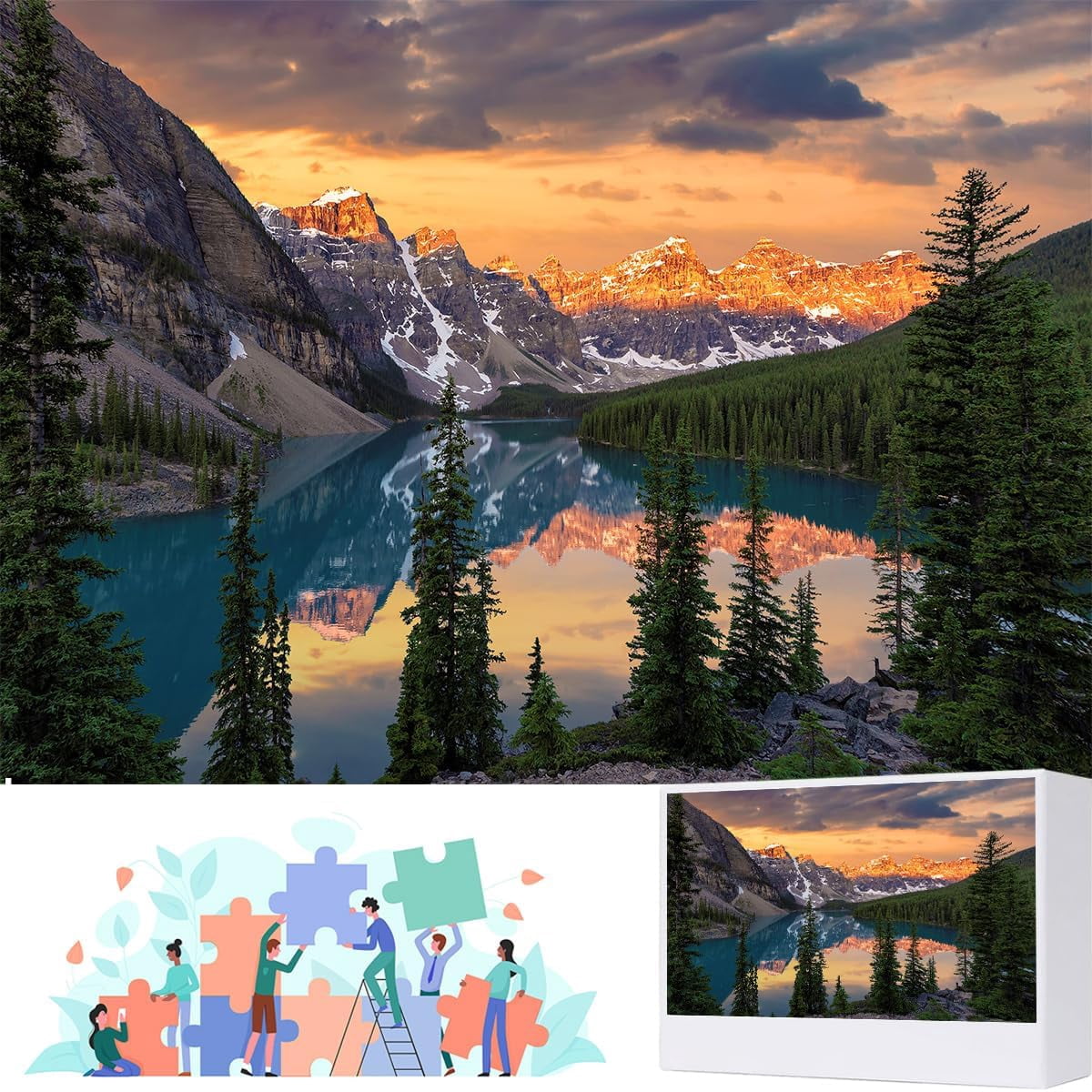 Castorland Assiniboine Vista, Banff National Park Canada 1000-Piece Jigsaw Puzzle – 26.77x18.5 Inches