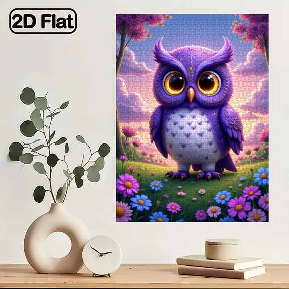 Jigsaw Puzzles - 1000 Pieces, Suitable for Adults Aged 12 and Above. Dreamy Purple Owl. 29.4 x 19.6 inches.