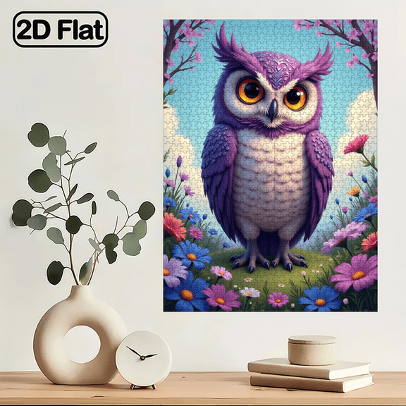 Jigsaw Puzzles - 1000 Pieces, Suitable for Adults Aged 12 and Above. Dreamy Purple Owl. 29.4 x 19.6 inches.
