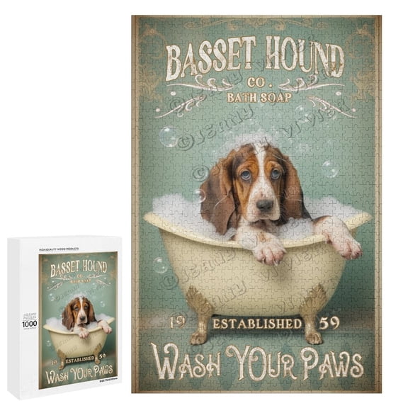 Jigsaw Puzzles 1000 Pieces for Adults, Families Basset Hound Dog - 1000 Piece Jigsaw Puzzle for Adults -Challenging Puzzle Perfect for Game Nights