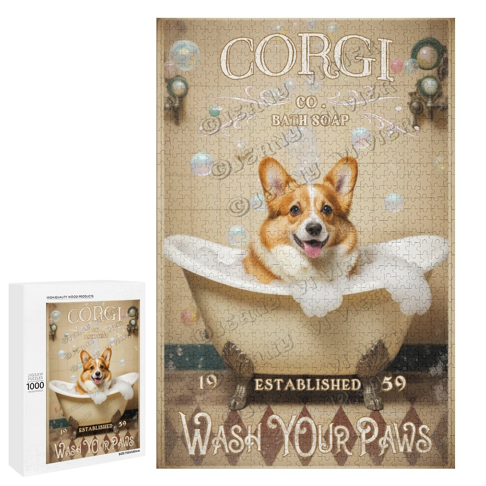 155 Piece Wooden Corgi Puzzle For Adults - 12.9x7.5in Challenging Jigsaw Puzzle With Unique Irregular Pieces - View #7