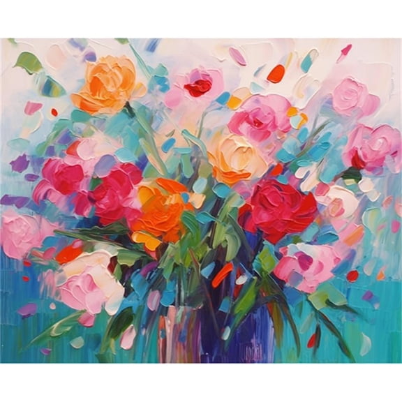 Jigsaw Puzzles 50 Pieces for Adults Colorful Floral Chart Oil Painting as Flower Challenging Puzzle Fit Together Perfectly Toys Wall Art Gift