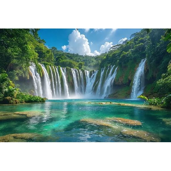 Jigsaw Puzzles 500 Piece for Adults - Dunn's River Falls in Jamaica Wooden Puzzle for Home Decor DIY Entertainment Games Family Educational Games Toys Gifts