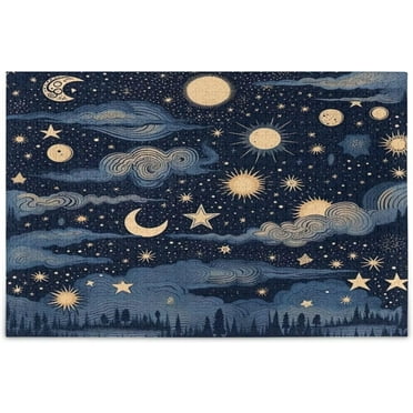 Jigsaw Puzzles 500 Pieces for Adults, Stars and Moon Kid's Teens Entertainment Wooden Puzzles Toys Challenge Games Home Decor, Die-Cut Puzzle Pieces Are Easy To Handle