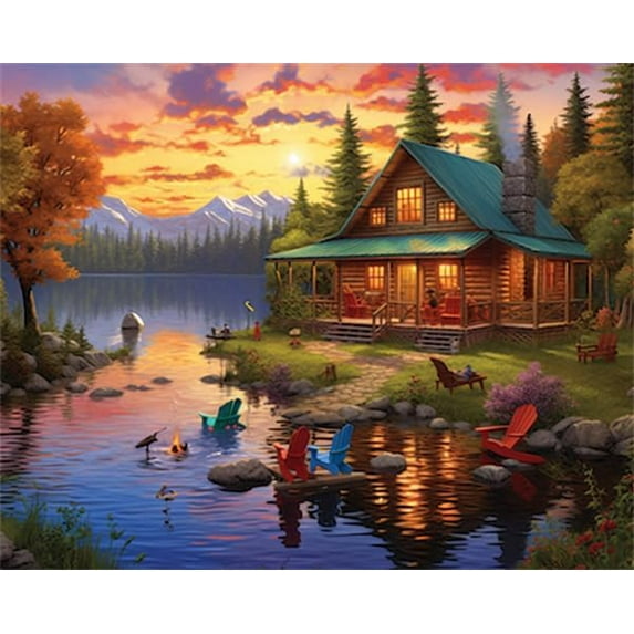 Jigsaw Puzzles For Adults 100 Pieces Adventures At The Lake Sunset House Formation Wooden Educational Games Family Home Decoration Funny Wall Art Gift Puzzle