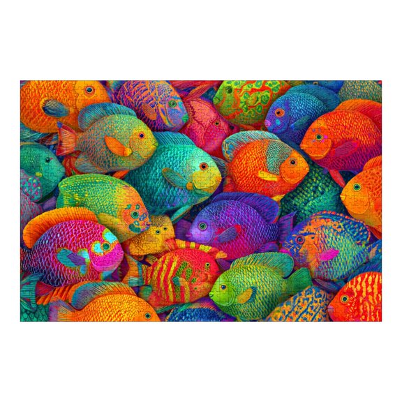 Jigsaw Puzzles for Adults 1000 Pieces Colorful Tropical Fish Wooden Puzzles Coral Underwater Flora Ocean Ecosystem Challenging Fun Family Game Party Gifts for Women Men Christmas
