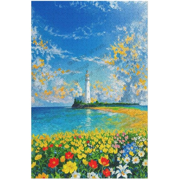 Jigsaw Puzzles for Adults 1000 Pieces Landscape Ocean Lighthouse Summer Beach Puzzles Landscape Puzzle for Families Friends Jigsaw Puzzle DIY Challenging Game Puzzles Gift