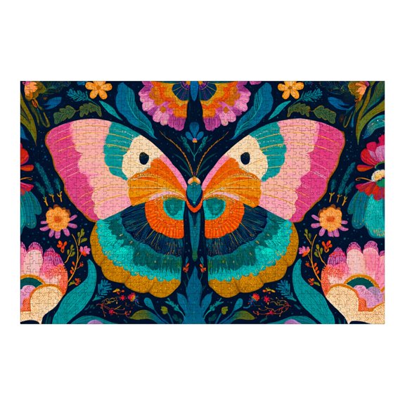 Jigsaw Puzzles for Adults 1000 Pieces Modern Butterflies Whimsical Wooden Puzzles Abstrace Colorful Butterfly Floral Challenging Fun Family Game Party Gifts for Women Men Christmas
