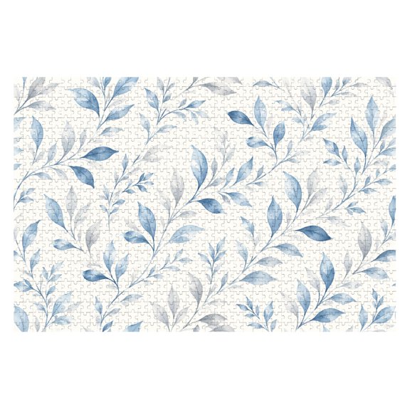 Jigsaw Puzzles For Adults 1000 Pieces Subtle Blue Gray Botanical Leaf foliage Wooden Puzzles Birthday Gift Challenging Difficult Puzzles Decompression Family Game Gift