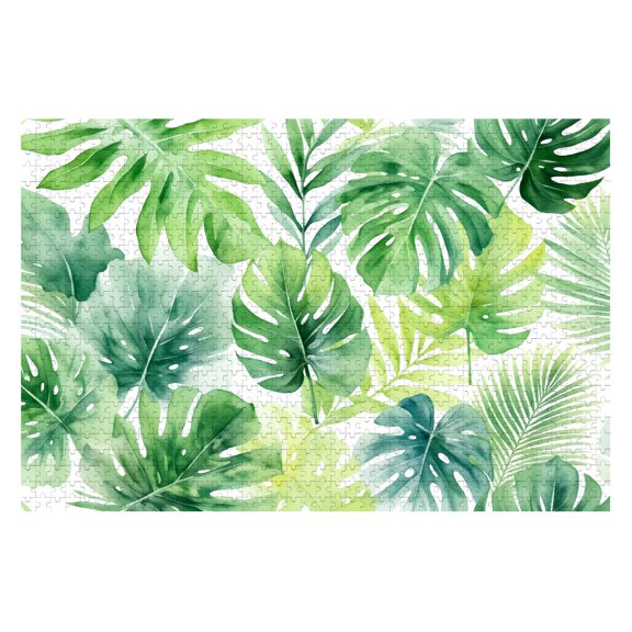 Jigsaw Puzzles For Adults 1000 Pieces Tropical Greenery Watercolor Leaf Jungle Botanical Wooden Puzzles Birthday Gift Challenging Difficult Puzzles Decompression Family Game Gift