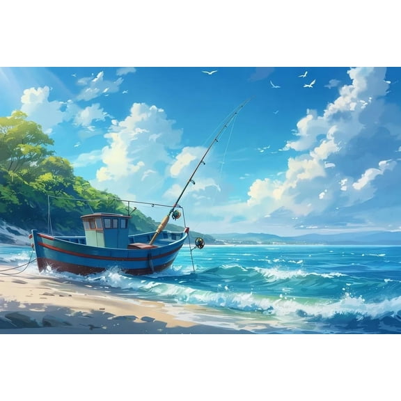 Jigsaw Puzzles for Adults 300 Pieces Fishing Boat Seaside Anime Art Wooden Jigsaw Puzzle Toys School Supplies Family Decorations Unique Present Thick Sturdy Hard Challenging Difficult